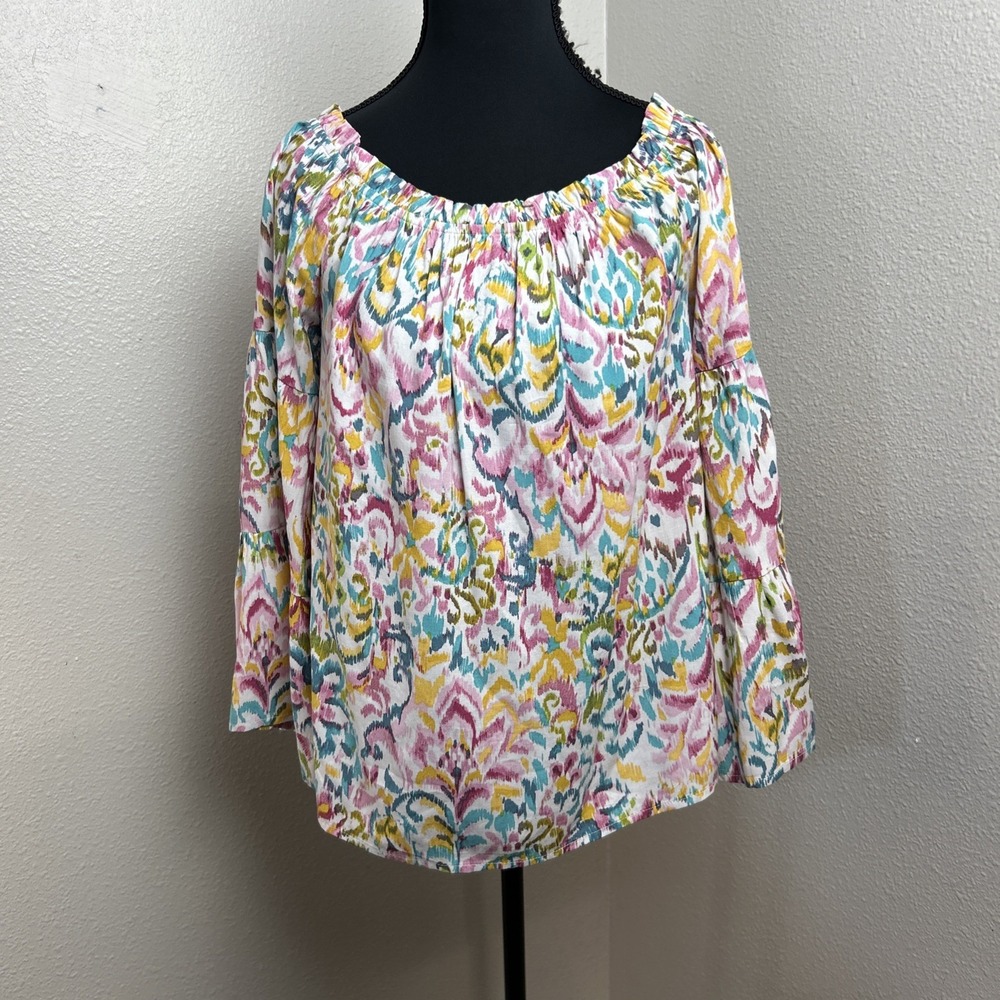 Savanna Jane Blouse Women's‎ Small Colorful Floral Off the Shoulder Artsy Boho